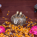 White Whale Superfine Brass  Lord Tirupati Balaji Lord Venkateshwara Feet with sangu chakara Namam  Feet Charan Paduka 