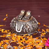White Whale Superfine Brass  Lord Tirupati Balaji Lord Venkateshwara Feet with sangu chakara Namam  Feet Charan Paduka 