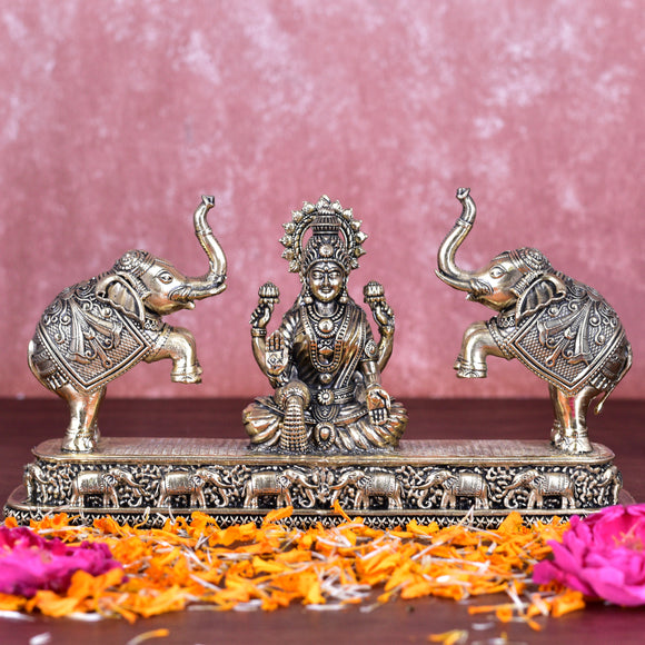 White Whale Superfine Goddess Gajalakshmi Brass Superfine Intricate Idol Gaj Lakshmi Elephant Idol Goddess Maha Laxmi Gajlaxmi Sitting Statue for Home Decor Puja Mandir Temple