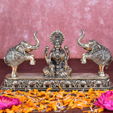 White Whale Superfine Goddess Gajalakshmi Brass Superfine Intricate Idol Gaj Lakshmi Elephant Idol Goddess Maha Laxmi Gajlaxmi Sitting Statue for Home Decor Puja Mandir Temple