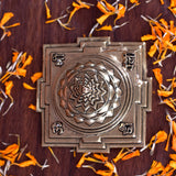 White Whale Superfine Shri Yantra Brass Statue | Premium Brass Maha Meru Shree Yantra for Home Pooja Health Wealth and Prosperity