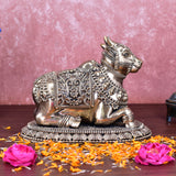 White Whale Superfine Little Brass Shiva Nandi Statue | Murti for Home Decoration | Office Décor