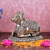 White Whale Superfine Little Brass Shiva Nandi Statue | Murti for Home Decoration | Office Décor