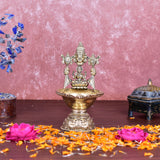 White Whale Superfine Tirupatibalaji and Goddess Lakshmi Diya Oil Lamp for Diwali Pooja Gift Decoration Showpiec