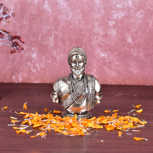 White Whale Superfine Chhatrapati Shivaji Maharaj Bust Idol Brass Shivaji Maharaj Figurine Maratha Warrior King Statue Shivaji Maharaj Statue with Horse for Decor