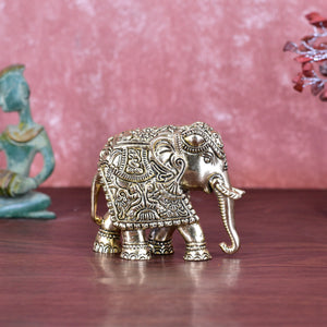 White Whale Superfine Handmade Ethnic Indian Brass Elephant Decor Showpiece,  Home Decor Statue,  Indian Decorations,  Indian Houseware:  Brass Figurine