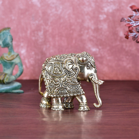 White Whale Superfine Handmade Ethnic Indian Brass Elephant Decor Showpiece,  Home Decor Statue,  Indian Decorations,  Indian Houseware:  Brass Figurine