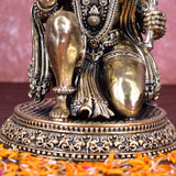 White Whale Suprefine Brass Hanuman Statue Strength Monkey Lord Bajrang Bali Idol Sitting Position Brass Sculpture Diwali Decor Gifts
