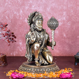 White Whale Suprefine Brass Hanuman Statue Strength Monkey Lord Bajrang Bali Idol Sitting Position Brass Sculpture Diwali Decor Gifts