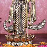 White Whale Superfine Brass Lord Kartik Standing Idol with Peacock The Vehicle of Kartikeya