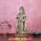 White Whale Superfine Brass Lord Kartik Standing Idol with Peacock The Vehicle of Kartikeya