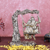 White Whale Superfine Radha Krishna Brass Jhula Statue Religious Sculpture Idol