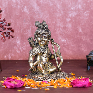White Whale Superfine Ram Lalla Brass Statue Lord bal ram ji with dhanush home decor & gifts