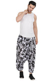 Whitewhale Mens Cotton Skull Printed Harem Pants Pockets Yoga Trousers Hippie