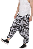 Whitewhale Mens Cotton Skull Printed Harem Pants Pockets Yoga Trousers Hippie