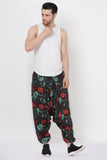 Whitewhale Mens Cotton Skull Printed Harem Pants Pockets Yoga Trousers Hippie