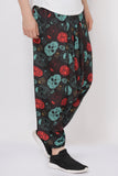 Whitewhale Mens Cotton Skull Printed Harem Pants Pockets Yoga Trousers Hippie