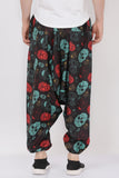 Whitewhale Mens Cotton Skull Printed Harem Pants Pockets Yoga Trousers Hippie