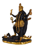 White Whale Antique Large Brass Kali Idol Hindu Goddess of Time & Change Maa Kalika Shiva Statue Murti