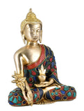 White Whale Brass Buddha Statue Murti for Home Decor Entrance Office Table Living Room Meditation Luck Gift Feng Shui Home Décor