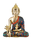 White Whale Brass Buddha Statue Murti for Home Decor Entrance Office Table Living Room Meditation Luck Gift Feng Shui Home Décor