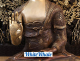 White Whale Brass Dhyana Buddha Meditating Under a Tree of Life - Rustic Copper and Mystique Gold Finish