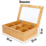 White Whale Eco-Friendly Wooden Rectangular Storage Organizer Chest Box with 6 Compartments (AR2933, Brown, 30 X 20 X 10 cm)