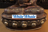 White Whale Brass Dhyana Buddha Meditating Under a Tree of Life - Rustic Copper and Mystique Gold Finish