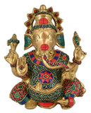White Whale Lord Ganesh Murti Ganesha Idol Ganpati Bhagwan Brass Statue for Home Decoration Showpiece