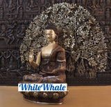 White Whale Brass Dhyana Buddha Meditating Under a Tree of Life - Rustic Copper and Mystique Gold Finish