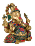 White Whale Lord Ganesh Murti Ganesha Idol Ganpati Bhagwan Brass Statue for Home Decoration Showpiece