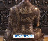 White Whale Brass Dhyana Buddha Meditating Under a Tree of Life - Rustic Copper and Mystique Gold Finish