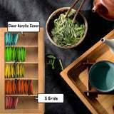 White Whale Eco-Friendly Wooden Tea Box Organizer Storage Box with 5 Compartment Chest Box, 36.5 X 20 X 10 cm