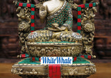 White Whale Brass Nepali Thanka Dhyanam Buddha Embossed in Semi Precious Stones