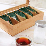 White Whale Eco-Friendly Wooden Tea Box Organizer Storage Box with 5 Compartment Chest Box, 36.5 X 20 X 9 cm [AR3476]