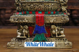 White Whale Brass Nepali Thanka Dhyanam Buddha Embossed in Semi Precious Stones