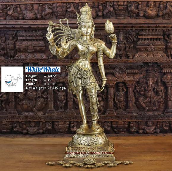 White Whale Brass Ardhnareeshwar (Lord Shiva & Goddess Parvati in one Avatar) in Butter and Gold Finish