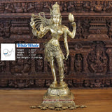 White Whale Brass Ardhnareeshwar (Lord Shiva & Goddess Parvati in one Avatar) in Butter and Gold Finish