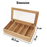 White Whale Eco-Friendly Wooden Tea Box Organizer Storage Box with 5 Compartment Chest Box, 36.5 X 20 X 10 cm