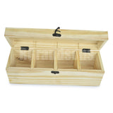 White Whale Wooden Tea Box for Tea Package Bags with 4 Equal Cabinets - 14 x 4 Inches