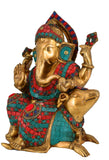 White Whale Lord Ganesh Sitting On Mushakraj Murti Ganesha Idol Ganpati Bhagwan Brass Statue for Home Decoration Showpiece
