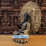 White Whale Brass Blessing Buddha Sitting Under a Tree of Life - Opulent Black and Gold Finish