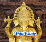 White Whale Lord Ganesh Murti Ganesha Idol Ganpati Bhagwan Brass Statue for Home Decoration Showpiece