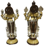 White Whale Brass Antique Lord Vishnu And Goddess Lakshmi Statue Idol Home Decor Figurine