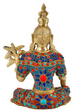 White Whale Tara Buddha Blessing Idol Tibetan Green Buddhism Yin Kwan Goddess Buddhist Statue -Antique Buddha Brass Sculpture