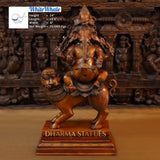 White Whale Brass Pushkala Panchmukhi Vinayaka (Magnificient 5 Face Lord Ganesha) Adorned on a Mighty Lion- Cherry & Copper Blended Finish
