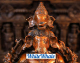 White Whale Brass Pushkala Panchmukhi Vinayaka (Magnificient 5 Face Lord Ganesha) Adorned on a Mighty Lion- Cherry & Copper Blended Finish