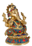 White Whale Lord Ganesh Murti Ganesha Idol Ganpati Bhagwan Brass Statue for Home Decoration Showpiece