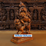 White Whale Brass Pushkala Panchmukhi Vinayaka (Magnificient 5 Face Lord Ganesha) Adorned on a Mighty Lion- Cherry & Copper Blended Finish