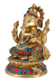 White Whale Lord Ganesh Murti Ganesha Idol Ganpati Bhagwan Brass Statue for Home Decoration Showpiece